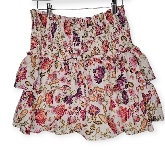 House of Harlow 1960 Floral Smocked Ruffle Mini Skirt, Size M, GUC (Flaw) - Picture 3 of 7